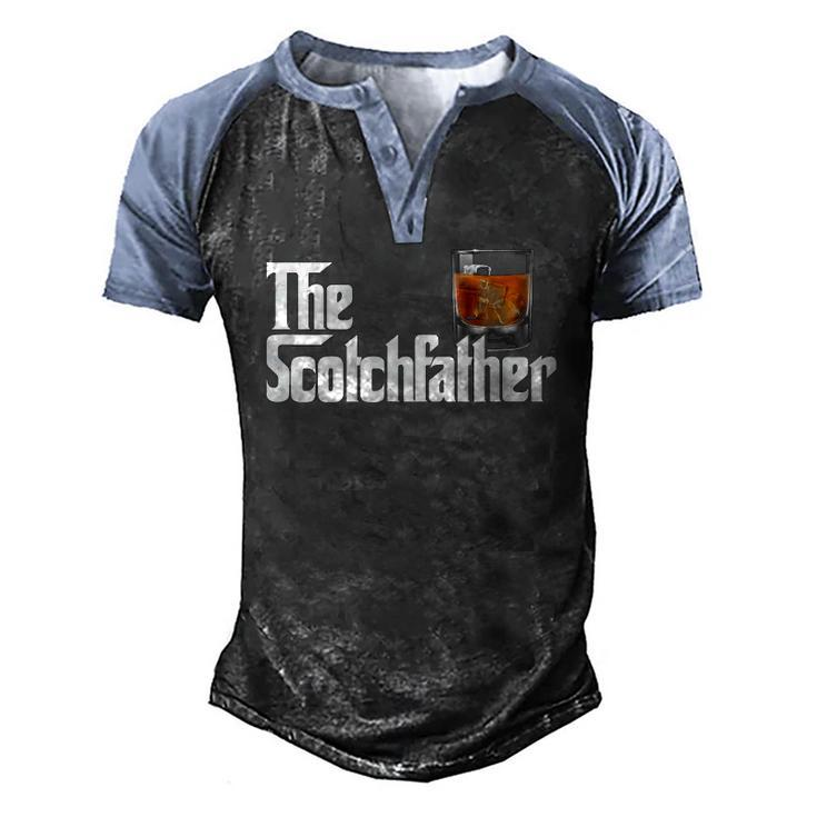 Mens The Scotchfather Scotch Father Dad Fathers Day Drinking Men's Henley Raglan T-Shirt