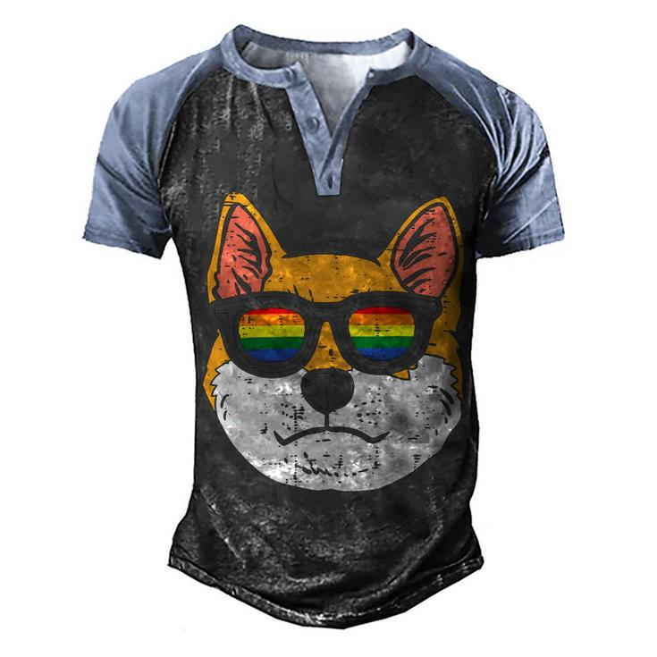 Shiba Inu Akita Dog Lgbtq Rainbow Flag Gay Pride Ally Lover T-Shirt Men's Henley Shirt Raglan Sleeve 3D Print T-shirt