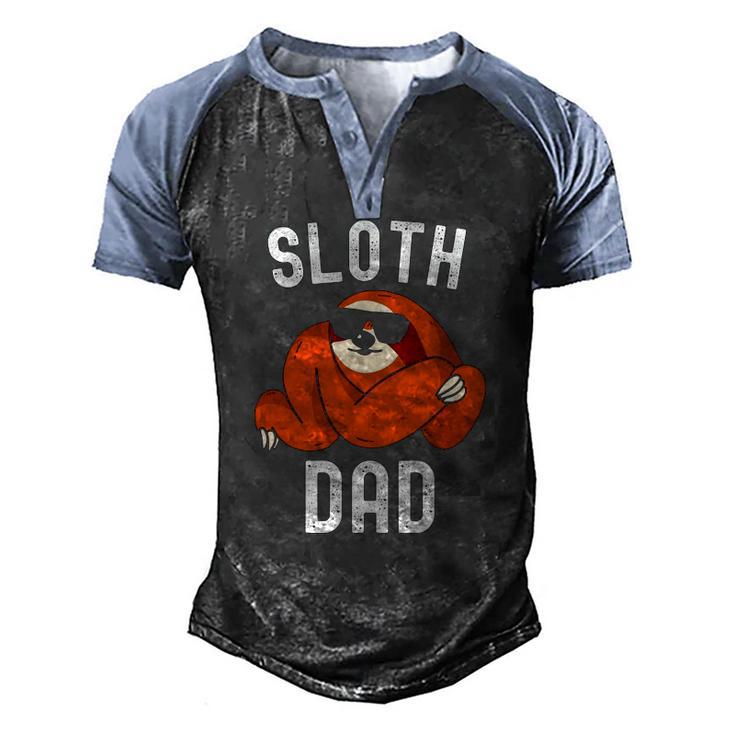 Sloth Dad Fathers Day Men Sloth Daddy Sloth Lover Lazy Men's Henley Raglan T-Shirt