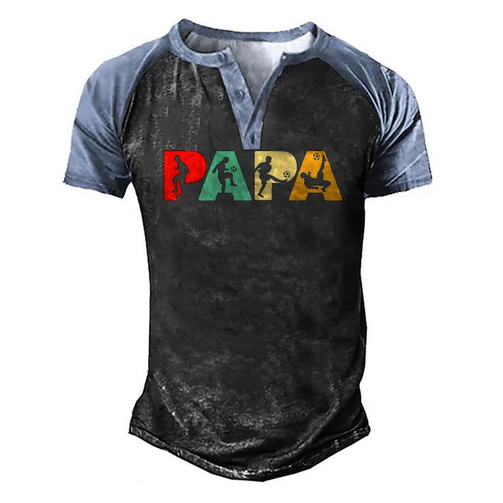Mens Soccer Dad Retro Papa Soccer Men's Henley Raglan T-Shirt