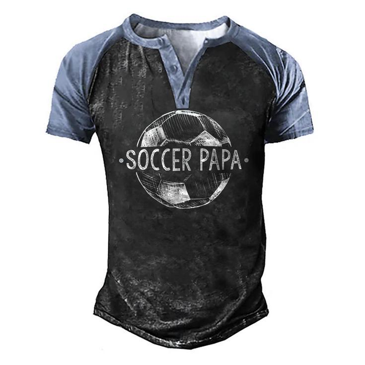 Soccer Papa Family Matching Team Player Sport Lover Dad Men's Henley Raglan T-Shirt