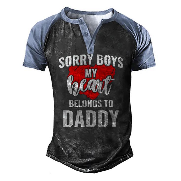 Sorry Boys My Heart Belongs To Daddy Kids Valentines Men's Henley Raglan T-Shirt