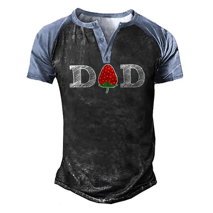 Strawberry Dad Fruit Berry Fathers Day Men's Henley Raglan T-Shirt