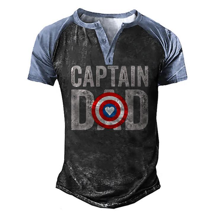 Mens Super Captain Dad Superhero Men's Henley Raglan T-Shirt