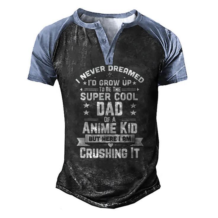 Super Cool Dad Of A Anime Art Culture Kid Men's Henley Raglan T-Shirt