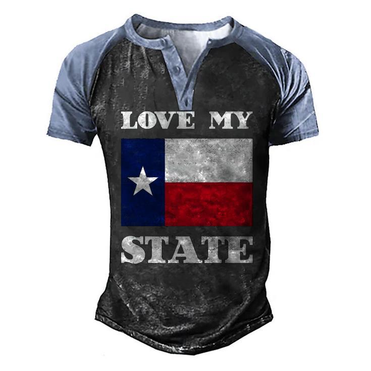 Texas State Flag Saying For A Pride Texan Loving Texas Men's Henley Raglan T-Shirt