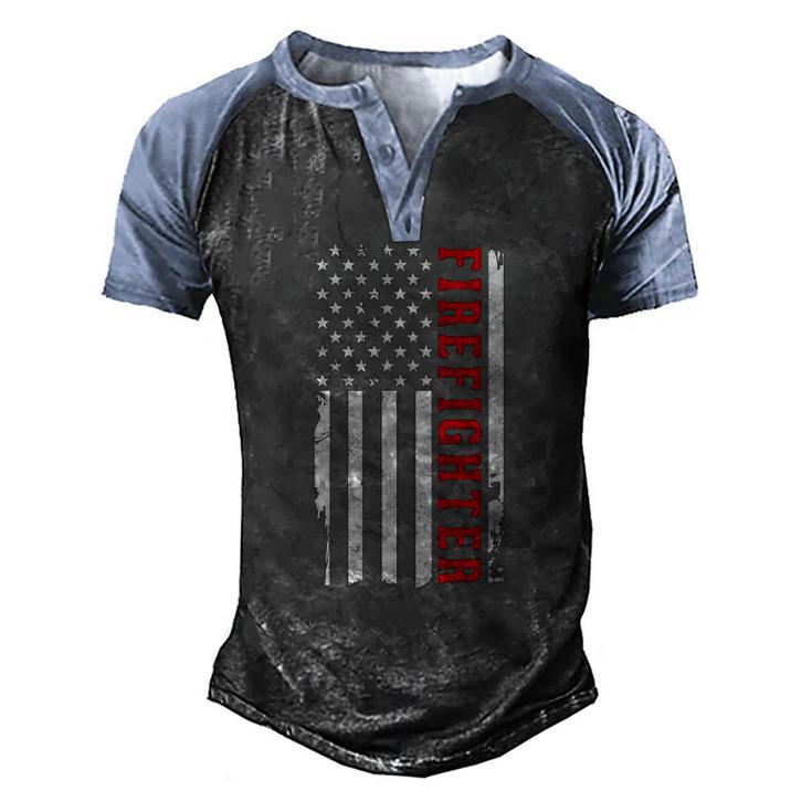 Thin Red Line Usa Flag Firefighter For 4Th Of July Men's Henley Raglan T-Shirt