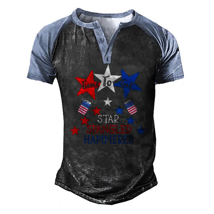 Time To Get Star Spangled Hammered 4Th Of July Drinking Men's Henley Raglan T-Shirt