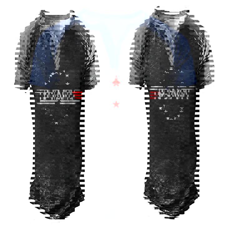 Top Grandpa Birthday Gun Jet Fathers Day Funny 80S Dad Men's Henley Shirt Raglan Sleeve 3D Print T-shirt