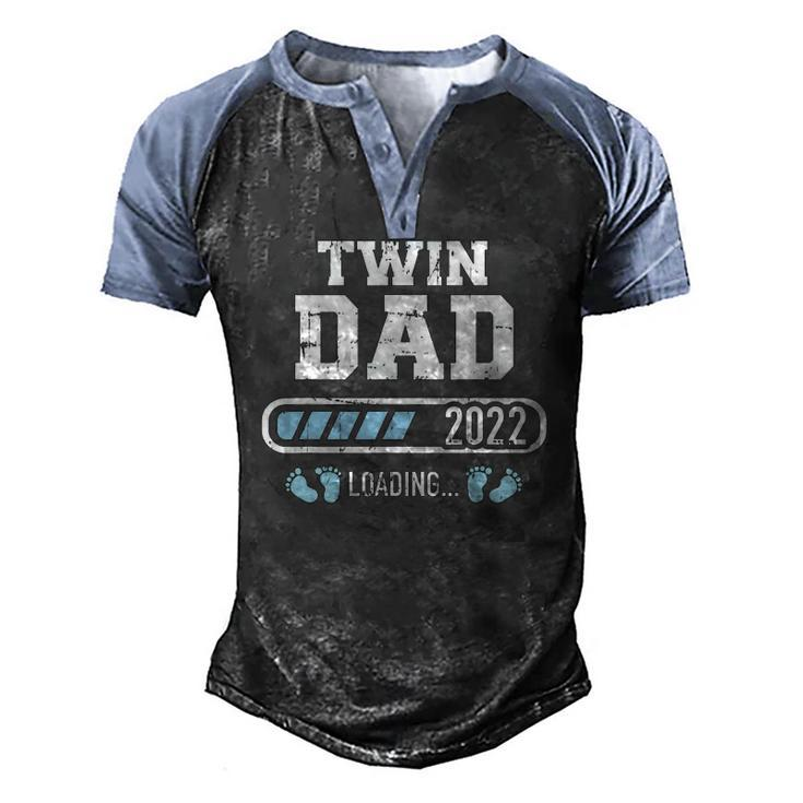 Mens Twin Dad 2022 Loading For Pregnancy Announcement Men's Henley Raglan T-Shirt
