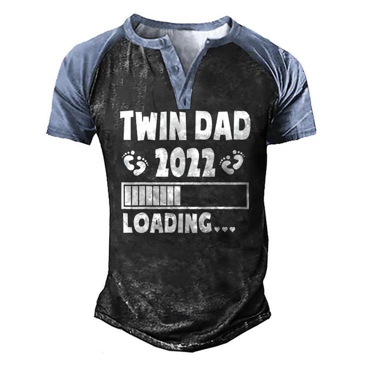 Twin Dad Of Twins 2022 Expecting Twin Dad Fathers Day Cute Men's Henley Raglan T-Shirt