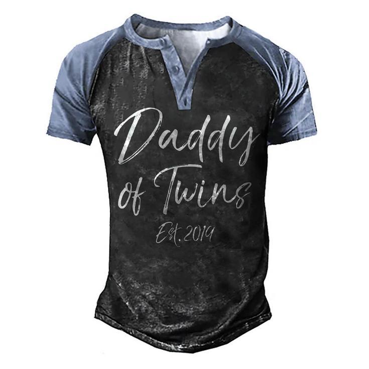 Twins Dad Fun Daddy Of Twins Est 2019 Men's Henley Shirt Raglan Sleeve 3D Print T-shirt