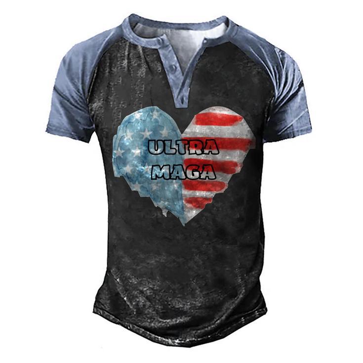 Ultra Maga  And Proud Of It  American Flag  Vote Red  Men's Henley Shirt Raglan Sleeve 3D Print T-shirt