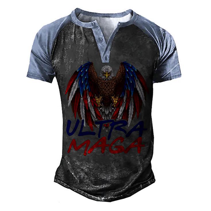 Ultra Maga Eagle Make America Great Aga Men's Henley Shirt Raglan Sleeve 3D Print T-shirt