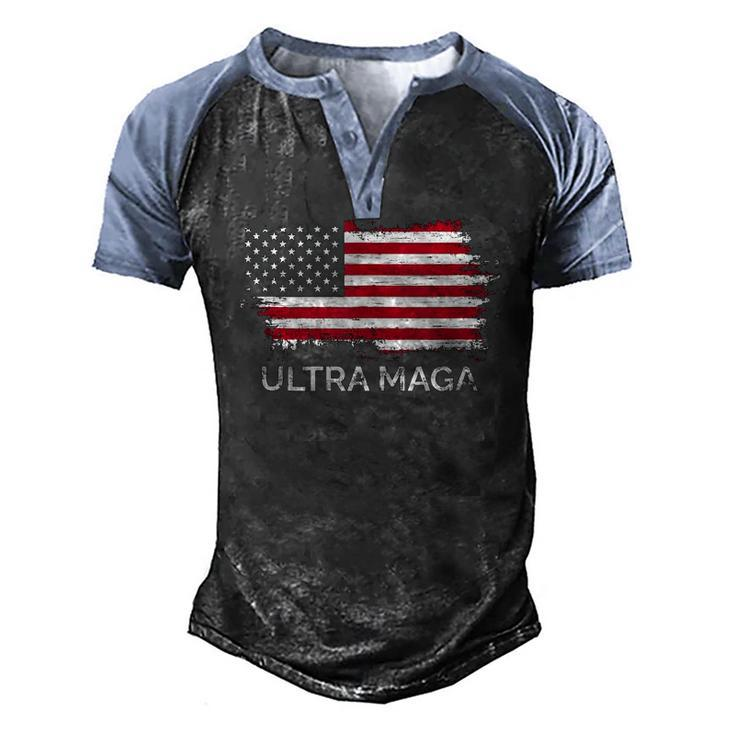 Mens Ultra Maga Proud Ultra Maga Eagle 2022 Humor Us Flag Men's Henley Raglan T-Shirt