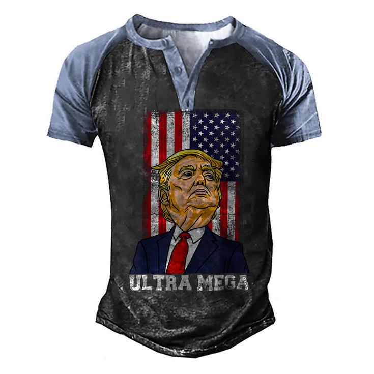 Ultra Maga Shirt Funny Anti Biden Us Flag Men's Henley Shirt Raglan Sleeve 3D Print T-shirt