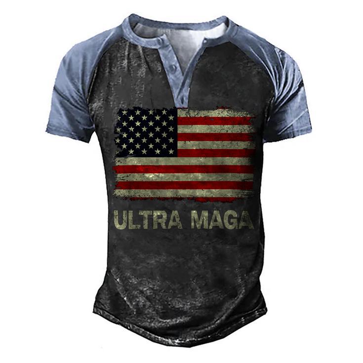 Ultra Maga United State Flag Men's Henley Shirt Raglan Sleeve 3D Print T-shirt