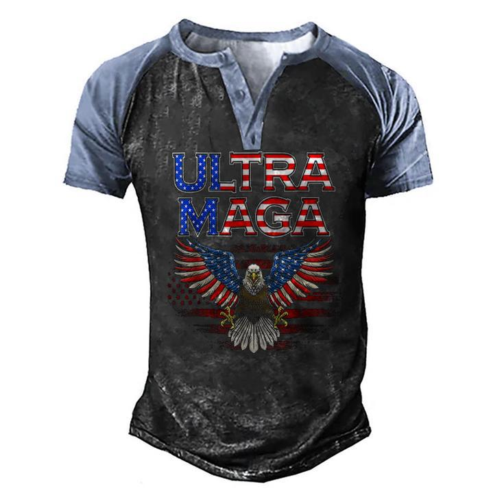 Ultra Maga United State Flag Proud Ultra-Maga Men's Henley Raglan T-Shirt