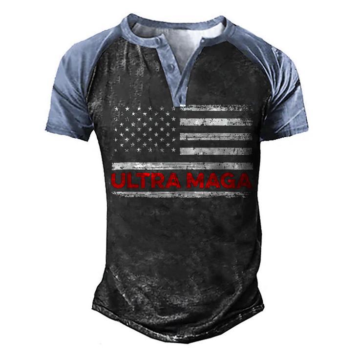 Ultra Maga United State Flag V2 Men's Henley Shirt Raglan Sleeve 3D Print T-shirt