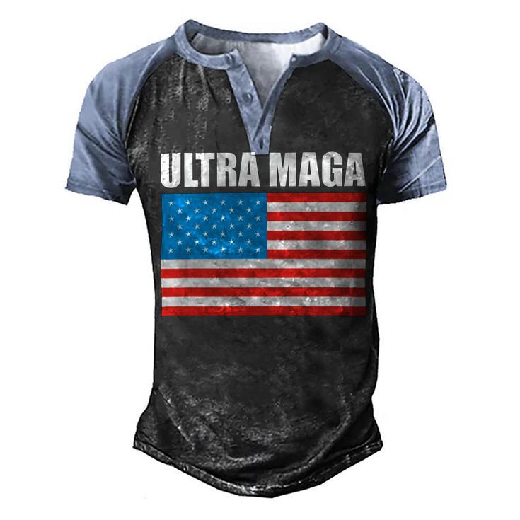 Ultra Maga Us Flag Men's Henley Shirt Raglan Sleeve 3D Print T-shirt
