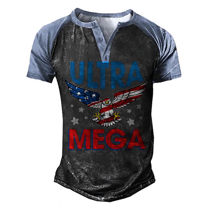 Ultra Mega Eagle Men's Henley Shirt Raglan Sleeve 3D Print T-shirt