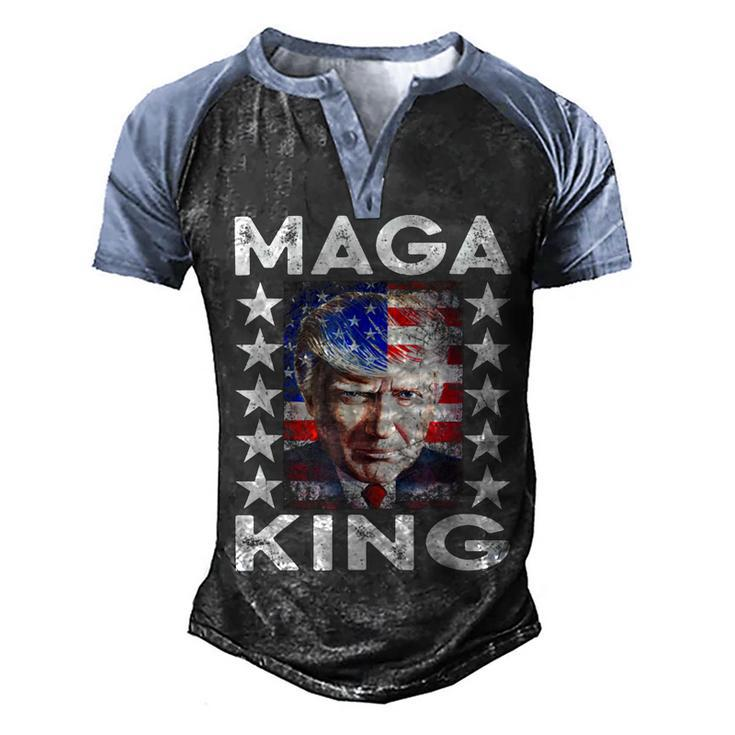 Ultra Mega King Trump Vintage American Us Flag Anti Biden    Men's Henley Shirt Raglan Sleeve 3D Print T-shirt
