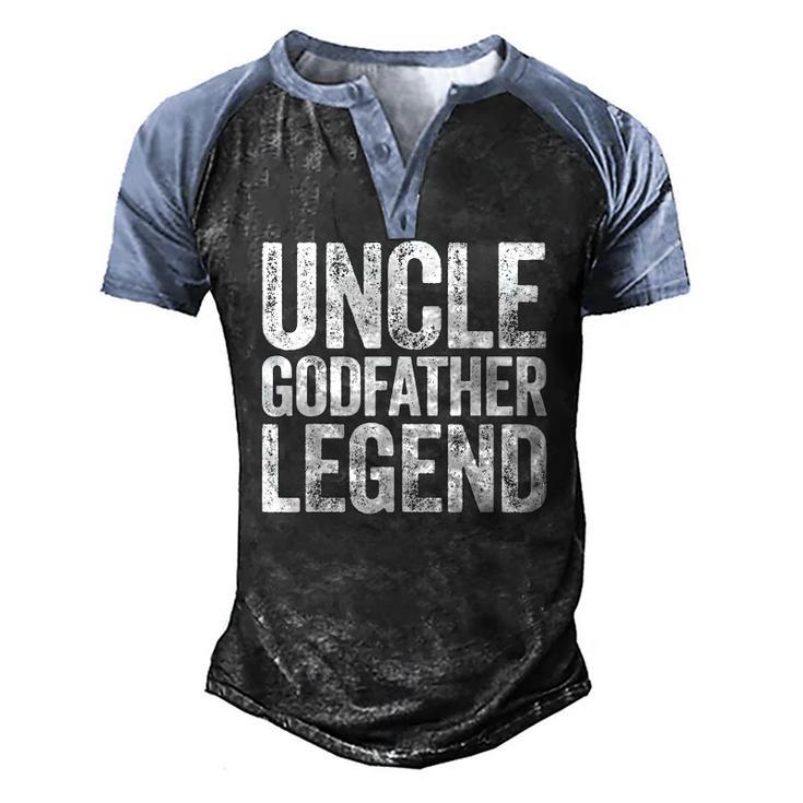 Mens Uncle Godfather Legend Happy Fathers Day Men's Henley Raglan T-Shirt