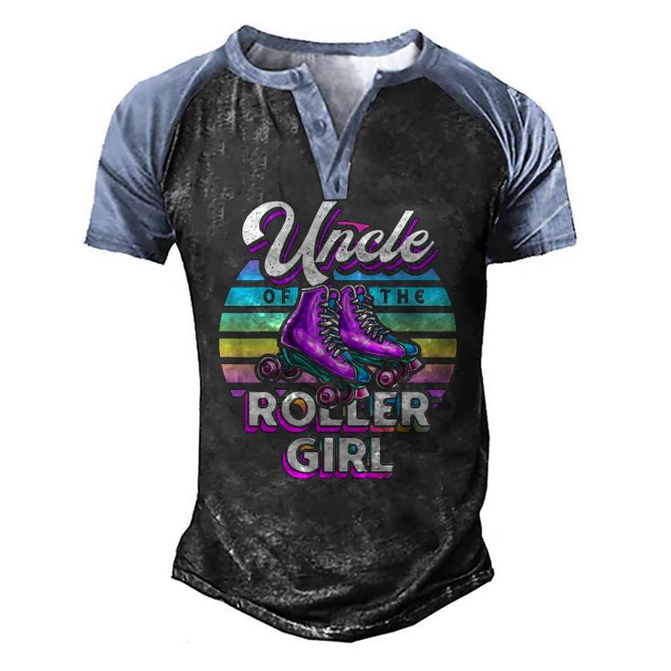 Uncle Of Roller Girl Roller Skating Birthday Matching Family Men's Henley Raglan T-Shirt