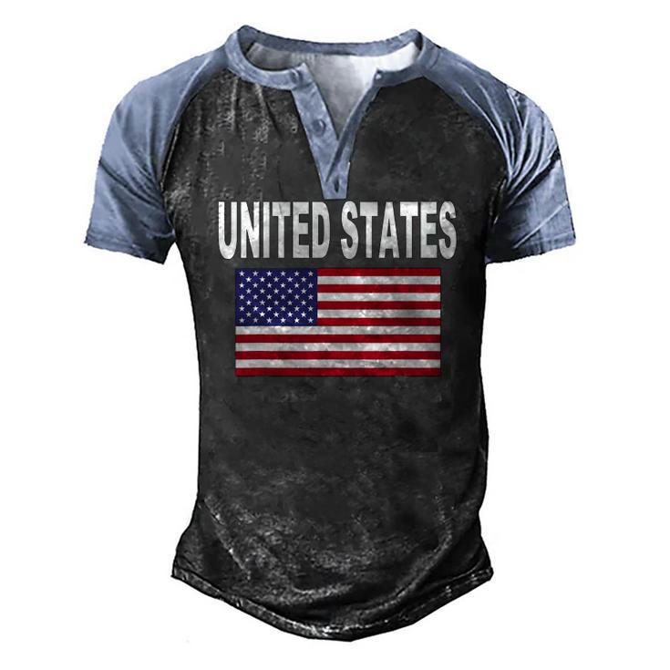 United States Flag Cool Usa American Flags Top Tee Men's Henley Raglan T-Shirt