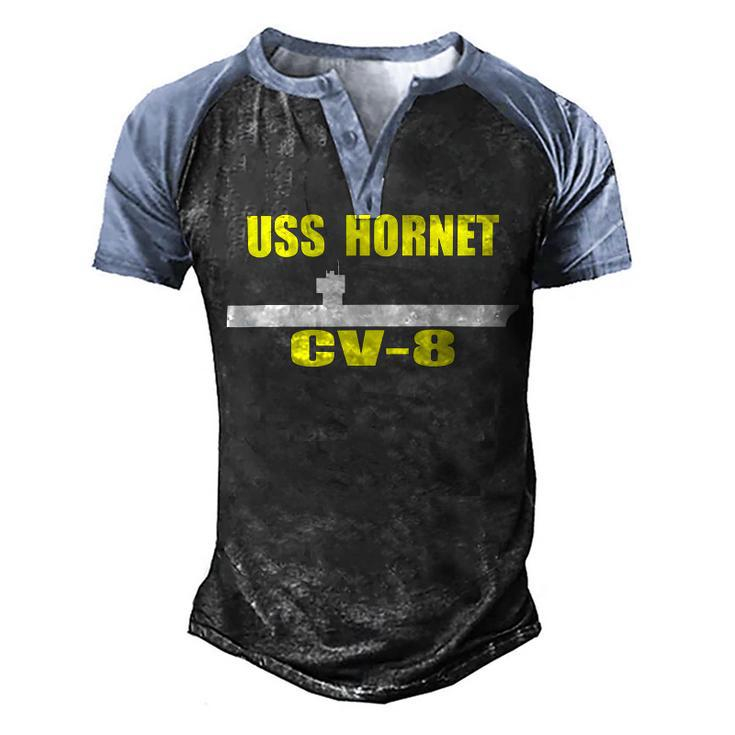 Uss Hornet Cv-8 Aircraft Carrier Sailor Veterans Day D-Day T-Shirt Men's Henley Shirt Raglan Sleeve 3D Print T-shirt