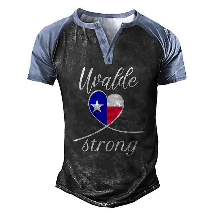 Uvalde Strong Tee End Gun Violence Texan Flag Heart Men's Henley Raglan T-Shirt
