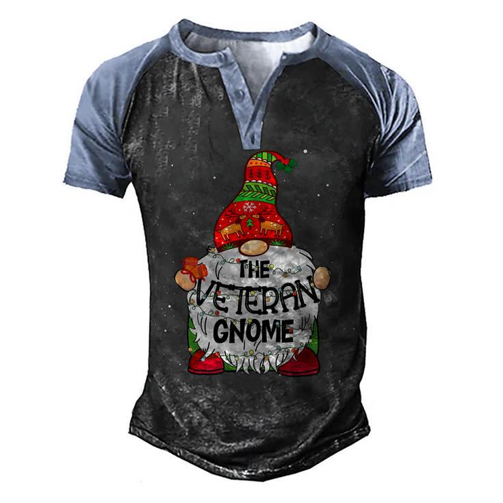 Veteran Gnome Christmas Tree Light T-Shirt Men's Henley Shirt Raglan Sleeve 3D Print T-shirt