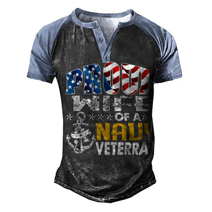 Veteran Veterans Day Proud Wife Of A Navy Veteran Vintage Veterans Day 105 Navy Soldier Army Military Men's Henley Shirt Raglan Sleeve 3D Print T-shirt