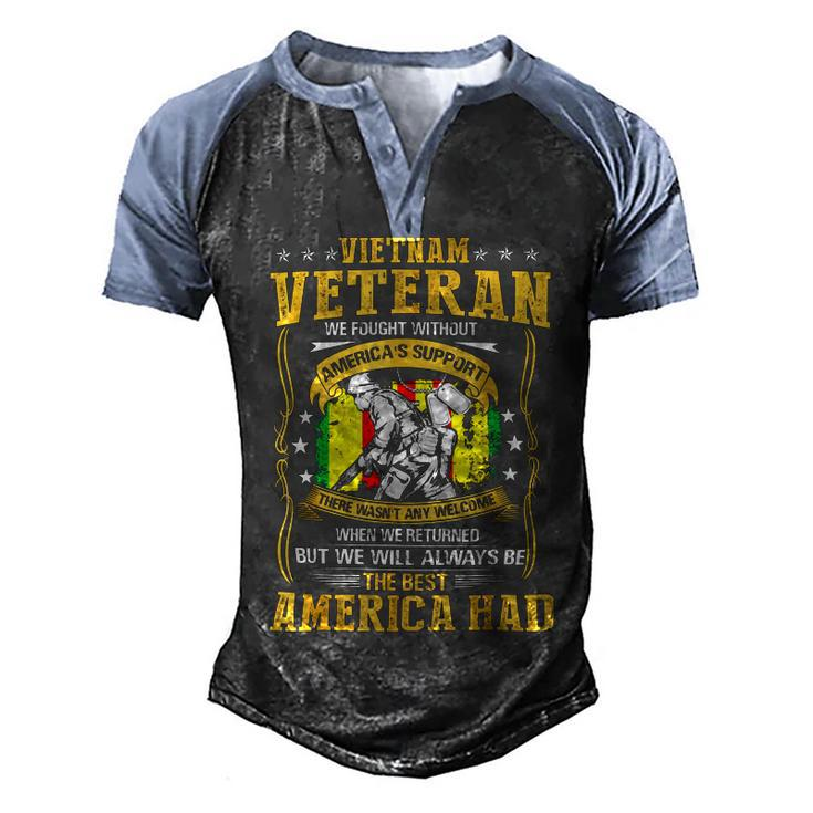 Veteran Veterans Day Vietnam Veteran We Fought Without Americas Support 95 Navy Soldier Army Military Men's Henley Shirt Raglan Sleeve 3D Print T-shirt