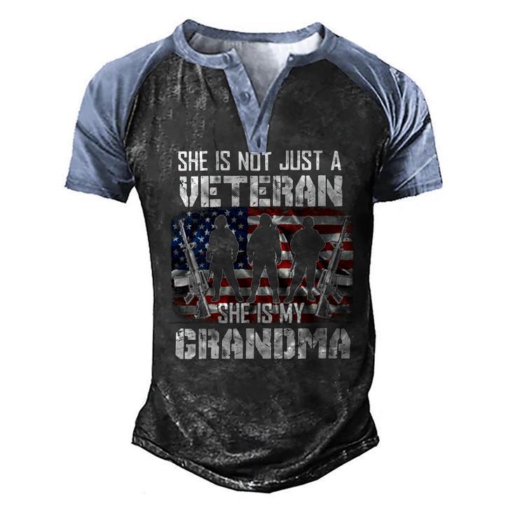 Veteran Womens Veteran She Is My Grandma American Flag Veterans Day 333 Navy Soldier Army Military Men's Henley Shirt Raglan Sleeve 3D Print T-shirt