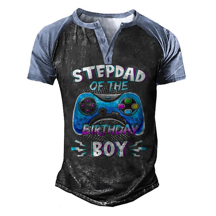 Video Game Birthday Party Stepdad Of The Bday Boy Matching Men's Henley Raglan T-Shirt