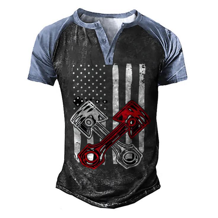 Vintage American Flag Piston Funny Muscle Car Mechanic  558 Trending Shirt Men's Henley Shirt Raglan Sleeve 3D Print T-shirt