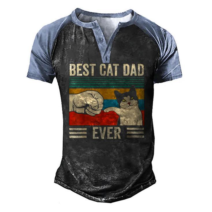 Mens Vintage Best Cat Dad Ever Bump Fit Classic Men's Henley Raglan T-Shirt