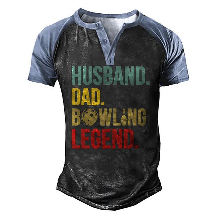 Mens Vintage Bowling Tee For Bowling Lover Husband Dad Men's Henley Raglan T-Shirt