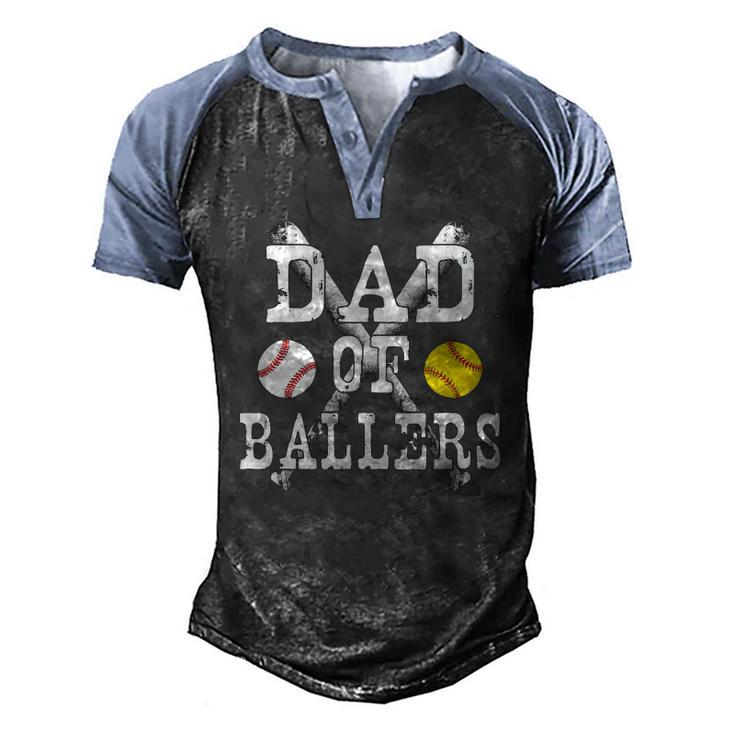 Vintage Dad Of Ballers Baseball Softball Lover Men's Henley Raglan T-Shirt