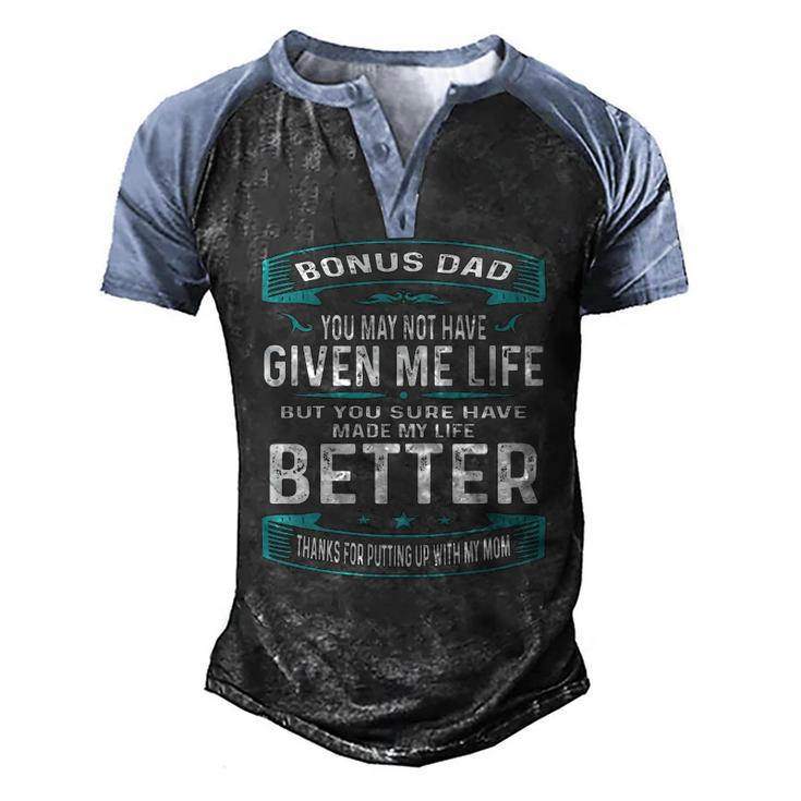 Vintage Fathers Day Bonus Dad From Daughter Son Boys Men's Henley Raglan T-Shirt