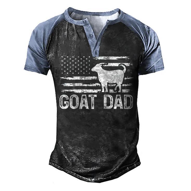 Vintage Goat Dad Retro American Flag Goat 4Th Of July Men's Henley Shirt Raglan Sleeve 3D Print T-shirt