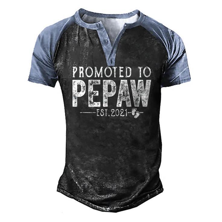 Vintage Promoted To Pepaw Est 2021 Fathers Day Christmas Men's Henley Raglan T-Shirt