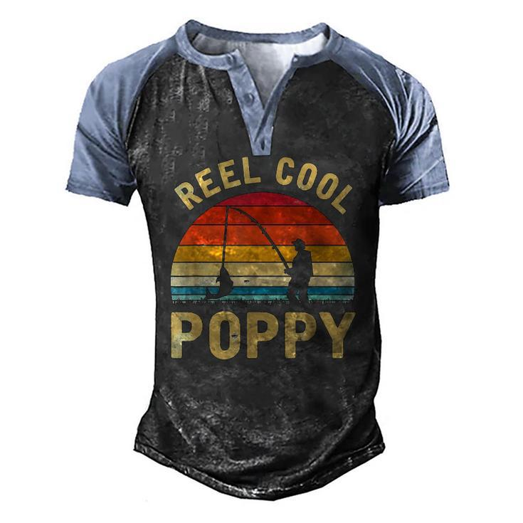 Vintage Reel Cool Poppy Fish Fishing Fathers Day Classic Men's Henley Raglan T-Shirt