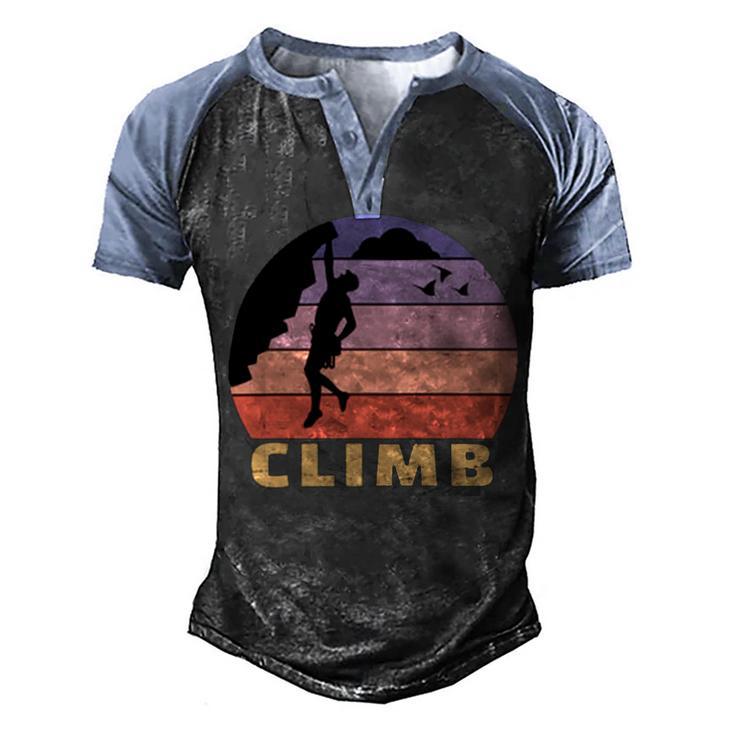 Vintage Retro Rock Climber 174 Shirt Men's Henley Shirt Raglan Sleeve 3D Print T-shirt