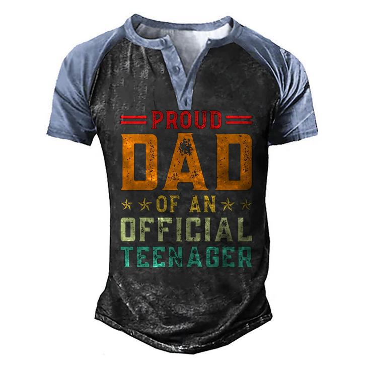 Vintage Thirteen Retro Proud Dad Of An Official Teenager Men's Henley Raglan T-Shirt