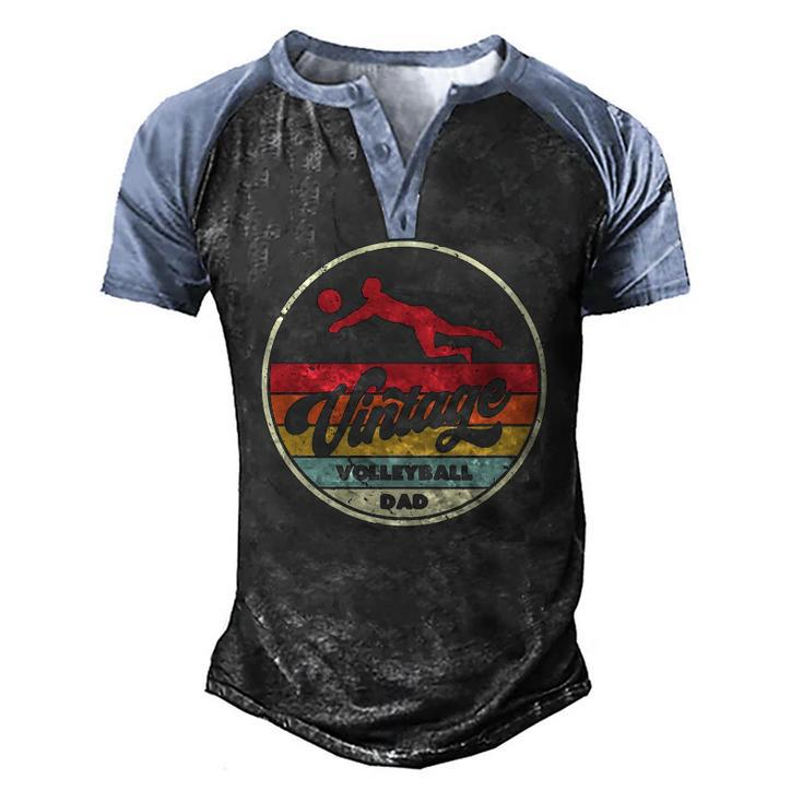 Vintage Volleyball Dad Retro Style Men's Henley Raglan T-Shirt