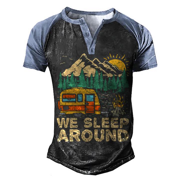 We Sleep Funny Camping Men's Henley Shirt Raglan Sleeve 3D Print T-shirt