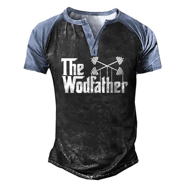 The Wodfather Workout Gym Saying Men's Henley Raglan T-Shirt