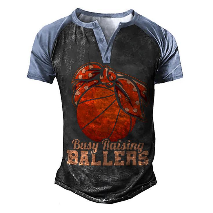 Womens Vintage Busy Raising Ballers Basketball Player Mother 92 Basketball Men's Henley Shirt Raglan Sleeve 3D Print T-shirt